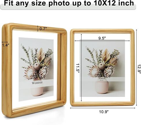 5x7 Floating Picture Frame Collage, Solid Pine Wood with Double Sided Real Glass, Fits Two 5x7 Photos or Use as One 8x12 Picture Frame, Wall Hanging or Tabletop Free-Standing Display, Nature in Saudi Arabia