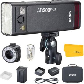 GODOX AD200 Pro II AD200Pro II Flash Strobe، 2.4G TTL Pocket Flash Light، 200W HSS 1/8000s بطارية 2900 مللي أمبير في الساعة، مصباح نمذجة متعدد الاستخدامات ثنائي اللون، مزامنة لاسلكية بنقرة واحدة، شاشة ملونة محسنة in Kuwait