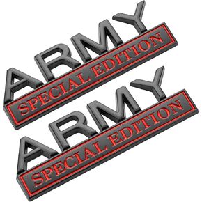 2Pack Army Edition Edition Edition مع 4 لاصق ، شارة ثلاثية الأبعاد للشاحنات ، استبدال الملصقات المعدنية المتوافقة مع مركبة عالمية ، هدايا مخضرمة للجيش للرجال (Silver & Black) in Kuwait