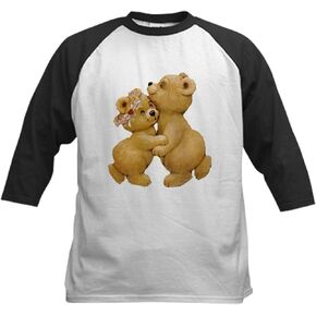 CafePress Cute Dancing Teddy Bears Baseball Jersey Kids Cotton Baseball Jersey, 3/4 Raglan Sleeve Shirt in Saudi Arabia