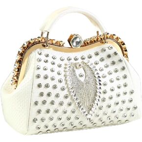 Luxury Fashion Diamonds Bag For Women Leather Top Handle Satchel Handbags Clip Rhinestone Purses Tote Shoulder Crossbody Bags in Saudi Arabia