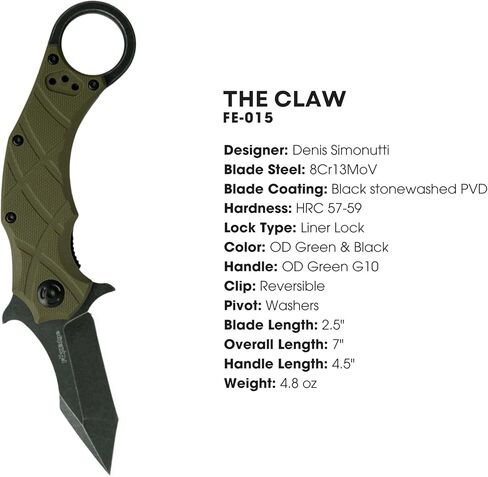 المخلب المستقيم OD GREEN G10 القابل للطي KARAMBIT - موجة إيمرسون in Saudi Arabia