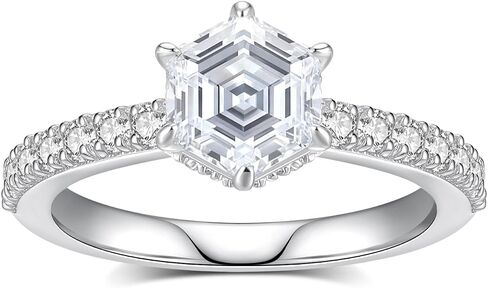 Moissanite Rings for Women Engagement Ring D Color VVS1 Sterling Silver with 18K White Gold Plated Wedding Band Promise Rings Birthday Gifts in Kuwait