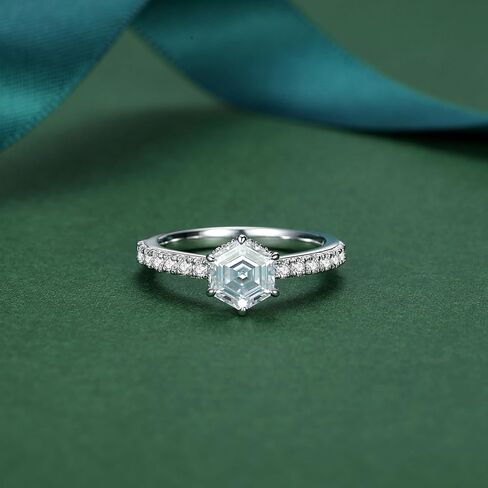 Moissanite Rings for Women Engagement Ring D Color VVS1 Sterling Silver with 18K White Gold Plated Wedding Band Promise Rings Birthday Gifts in Kuwait
