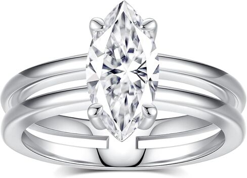 Moissanite Rings for Women Engagement Ring D Color VVS1 Sterling Silver with 18K White Gold Plated Wedding Band Promise Rings Birthday Gifts in Kuwait