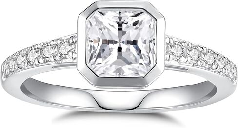 Moissanite Rings for Women Engagement Ring D Color VVS1 Sterling Silver with 18K White Gold Plated Wedding Band Promise Rings Birthday Gifts in Kuwait