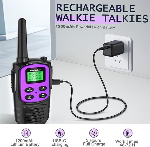 Walkie Talkies for Adults 2 Pack Long Range Rechargeable 2 Way Radios, Hiking Accessories Camping Gear Xmas Gift for Kids with 22 FRS Channel Radios, Lamp,VOX,Li-ion Battery,NOAA in Kuwait