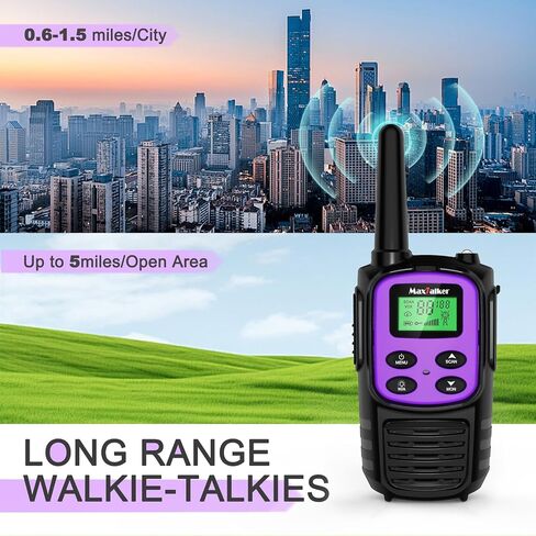 Walkie Talkies for Adults 2 Pack Long Range Rechargeable 2 Way Radios, Hiking Accessories Camping Gear Xmas Gift for Kids with 22 FRS Channel Radios, Lamp,VOX,Li-ion Battery,NOAA in Kuwait