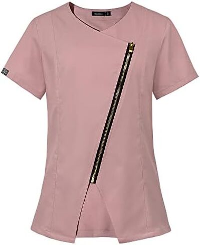 niaahinn Scrubs Top V-Neck with Zipper for Women Originals Women's Mecical Uniform Top in Saudi Arabia