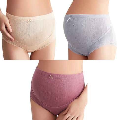 Safety Certification 3 Pack Women's Cotton Pregnancy Underwear Under The Bump Maternity Panties Ultra High Waist Superelastic Briefs(Size:Medium) in Saudi Arabia