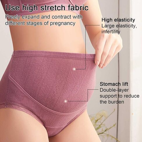 Safety Certification 3 Pack Women's Cotton Pregnancy Underwear Under The Bump Maternity Panties Ultra High Waist Superelastic Briefs(Size:Medium) in Saudi Arabia