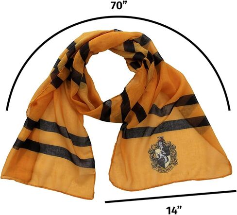 Hogwarts Hufflepuff Lightweight Scarf - Polyester with Hufflepuff Crest, Officially Licensed in Saudi Arabia