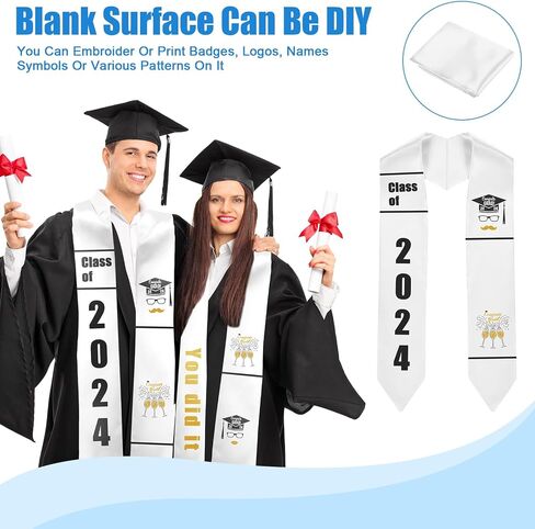 50 Pieces Plain Graduation Stole Sash Blank Satin Honor Stoles Unisex Adult Graduation Scarf for Men Women in Saudi Arabia