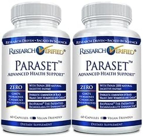Research Verified Paraset - 120 Capsules - Natural Gut Health Enhancer - Garlic Bulb, Papain, Sweet Wormwood, Black Walnut, BioPerine - Vegan in Saudi Arabia