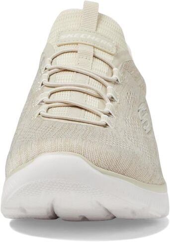 Skechers Women's Summits Fun Flare Sneaker, Taupe/Pink=TPPK, 9 Wide in Saudi Arabia