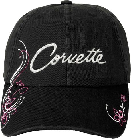 Womens Corvette Metallic Script Hat - قبعة بيسبول أسود ، نوبة قابلة للتعديل in Saudi Arabia