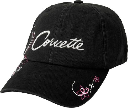 Womens Corvette Metallic Script Hat - قبعة بيسبول أسود ، نوبة قابلة للتعديل in Saudi Arabia
