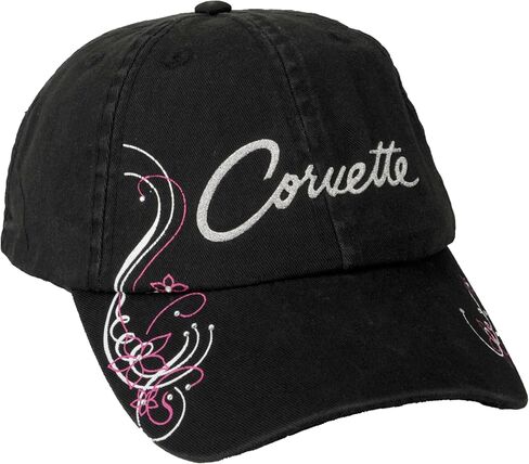 Womens Corvette Metallic Script Hat - قبعة بيسبول أسود ، نوبة قابلة للتعديل in Saudi Arabia