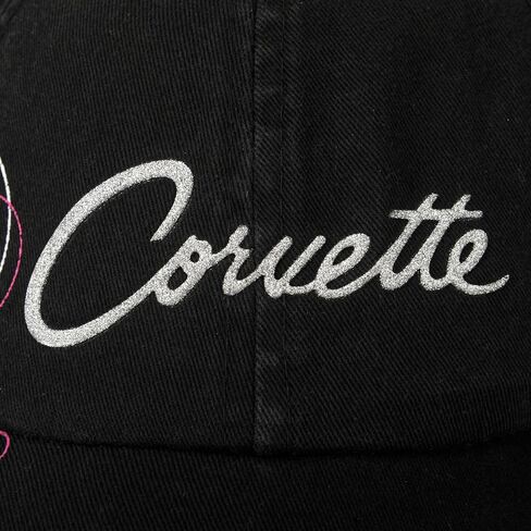 Womens Corvette Metallic Script Hat - قبعة بيسبول أسود ، نوبة قابلة للتعديل in Saudi Arabia