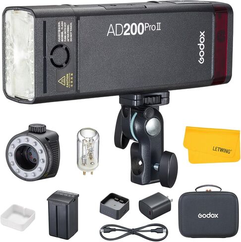 GODOX AD200 Pro II AD200Pro II Flash Strobe، 2.4G TTL Pocket Flash Light، 200W HSS 1/8000s بطارية 2900 مللي أمبير في الساعة، مصباح نمذجة متعدد الاستخدامات ثنائي اللون، مزامنة لاسلكية بنقرة واحدة، شاشة ملونة محسنة in Saudi Arabia