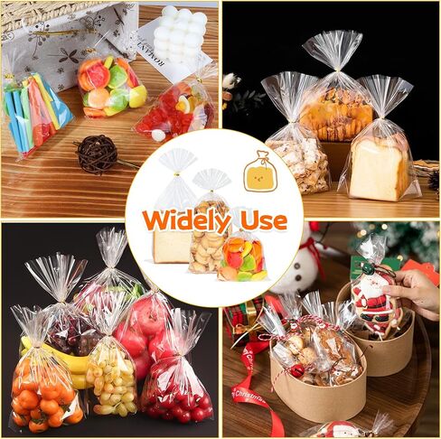 Cellophane Treat Bags, 100 Pcs 10x5 Inches Clear Cellophane Bags Candy Goodie Gift Bags with Twist Ties for Wedding Valentines Easter Gift Wrapping Packaging Dessert Bakery Cookies Chocolate Storage in Saudi Arabia