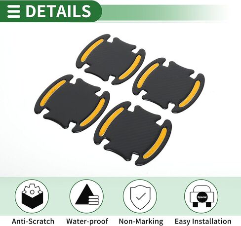 Motoforti Universal Car Door Handle Cup Cover Protection Film Reflective Stickers Anti-scratch, Epoxy Resin, Black Blue, 4 Pcs in Saudi Arabia