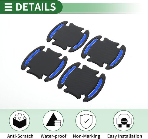 Motoforti Universal Door Door Handle Cop Cop Cover Film ملصقات عاكسة مضادة للخلع ، راتنج الايبوكسي ، الأزرق الأسود ، 4 أجهزة. in Saudi Arabia