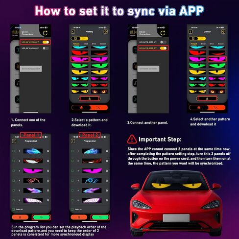 2pcs 15inx4in العيون الشيطان الضوء لزجاج الأمامي للسيارات ، Ojos LED Para Carro ، عيون LED قابلة للبرمجة للزجاج الأمامي للسيارة ، التمرير شاشة مرنة للشاحنات الصغيرة إلى المتوسطة الحجم in Kuwait