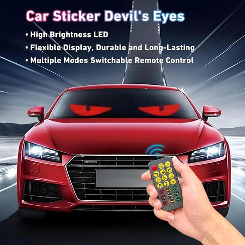 2pcs 15inx4in العيون الشيطان الضوء لزجاج الأمامي للسيارات ، Ojos LED Para Carro ، عيون LED قابلة للبرمجة للزجاج الأمامي للسيارة ، التمرير شاشة مرنة للشاحنات الصغيرة إلى المتوسطة الحجم in Kuwait