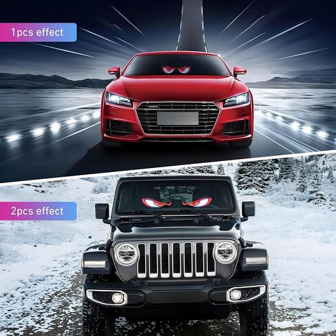 2pcs 15inx4in العيون الشيطان الضوء لزجاج الأمامي للسيارات ، Ojos LED Para Carro ، عيون LED قابلة للبرمجة للزجاج الأمامي للسيارة ، التمرير شاشة مرنة للشاحنات الصغيرة إلى المتوسطة الحجم in Kuwait