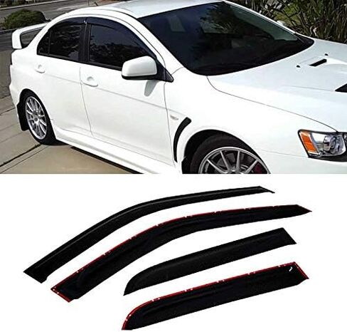 Side Window Wind Deflector, 4pcs Out-Channel Tape-On Nice Rain Guards Set, Window Visor fit for 2002-2006 Mitsubishi Lancer 94229 in Kuwait