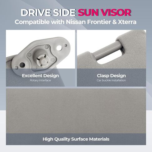 Driver & Passenger Side Sun Visor Replacement Fits for Nissan Frontier Xterra 1998-2004 Sunshade 964017Z823 964007Z823 Color Gray (Driver & Passenger Side) in Saudi Arabia