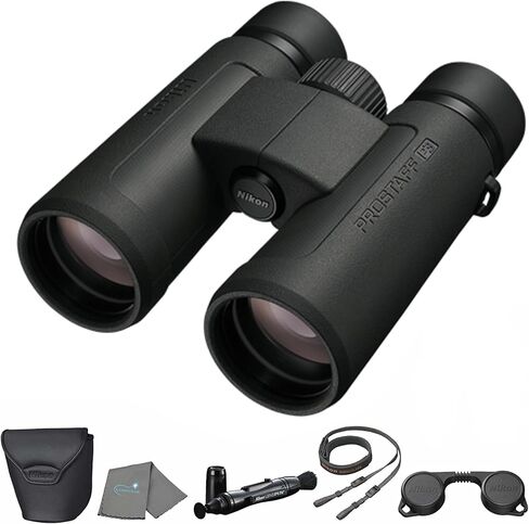 مجموعة مناظير Nikon Prostaff P3 10x42 (16777) سوداء مع قلم عدسة وقماش - مناظير مدمجة عالية الطاقة للكبار للصيد ومشاهدة الطيور وأساسيات المشي لمسافات طويلة، تكبير السفر خفيف الوزن in Saudi Arabia