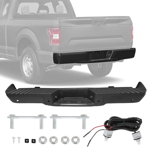 خطوة خلفية مجموعة المصد مع ثقب مستشعر الإسعافات في خطوة السيارات متوافقة مع 2009-2014 Ford F-150 استبدال# FO1103167 ، أسود in Kuwait