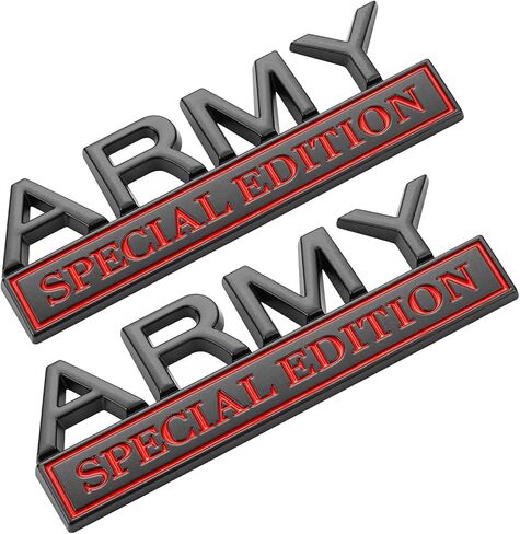 2Pack Army Edition Edition Edition مع 4 لاصق ، شارة ثلاثية الأبعاد للشاحنات ، استبدال الملصقات المعدنية المتوافقة مع مركبة عالمية ، هدايا مخضرمة للجيش للرجال (Silver & Black) in Kuwait