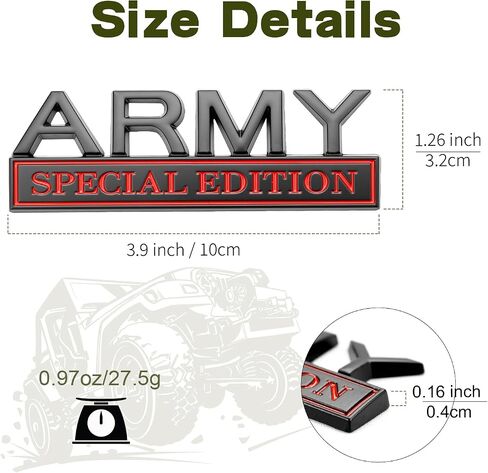 2Pack Army Edition Edition Edition مع 4 لاصق ، شارة ثلاثية الأبعاد للشاحنات ، استبدال الملصقات المعدنية المتوافقة مع مركبة عالمية ، هدايا مخضرمة للجيش للرجال (Silver & Black) in Kuwait
