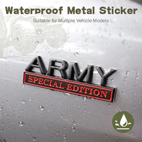 2Pack Army Edition Edition Edition مع 4 لاصق ، شارة ثلاثية الأبعاد للشاحنات ، استبدال الملصقات المعدنية المتوافقة مع مركبة عالمية ، هدايا مخضرمة للجيش للرجال (Silver & Black) in Kuwait