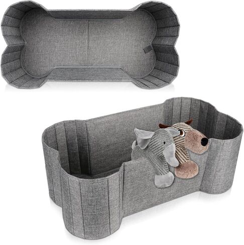 Large Dog Toy Basket, Bone Shape Dog Toy Storage Box, Foldable Fabric Dog Toy Bin for Pet toys and Pet Supplies, 26.4 * 12.6 * 9.5 Inches in Kuwait
