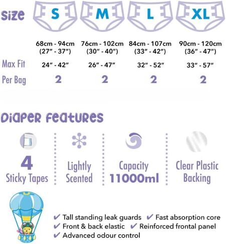 Rearz - Daydreamer - Printed Adult Diapers - MEGA 11,000ml Capacity - Sample Pack of 2 (2X-Large) in Kuwait