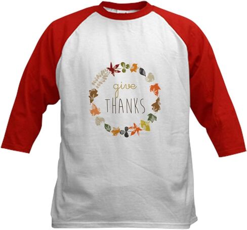 CafePress Give Thanks Baseball Jersey Kids Cotton Baseball Jersey, 3/4 Raglan Sleeve Shirt in Saudi Arabia