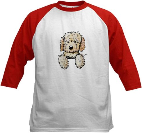 Cafepress Pocket Dodle Pup Kids Baseball Jersey Kids Cotton Baseball Jersey ، 3/4 Raglan Sleeve Shirt in Saudi Arabia