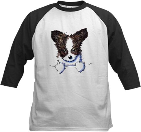 CafePress Pkt Papillon Puppy Kids Baseball Jersey Kids Cotton Baseball Jersey, 3/4 Raglan Sleeve Shirt in Saudi Arabia
