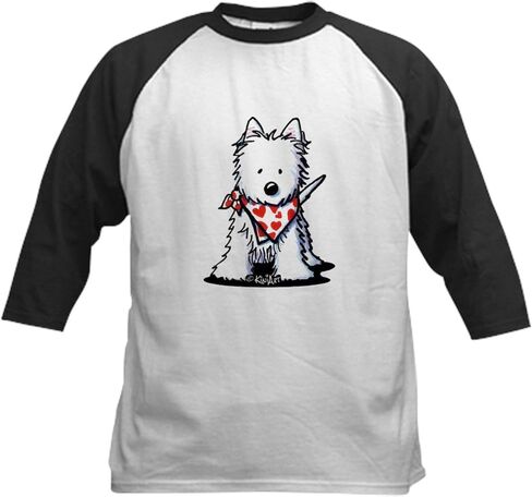 Cafepress Heart Darf Westie Kids Baseball Jersey Kids Cotton Baseball Jersey ، 3/4 Raglan Sleeve Shirt in Saudi Arabia