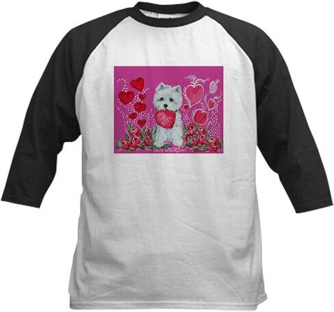 Cafepress Valentine Westie Baseball Jersey Kids Cotton Baseball Jersey ، 3/4 Raglan Sleeve Shirt in Saudi Arabia