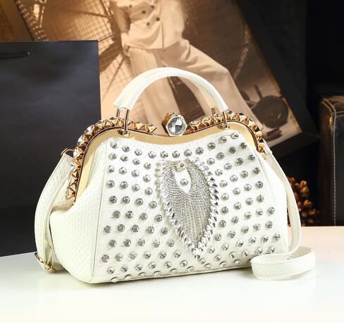 حقيبة الماس الأزياء الفاخرة للنساء الجلود العلوي مقبض حقيبة يد حقيبة راينستون محافظ أكياس كتف كروس in Kuwait