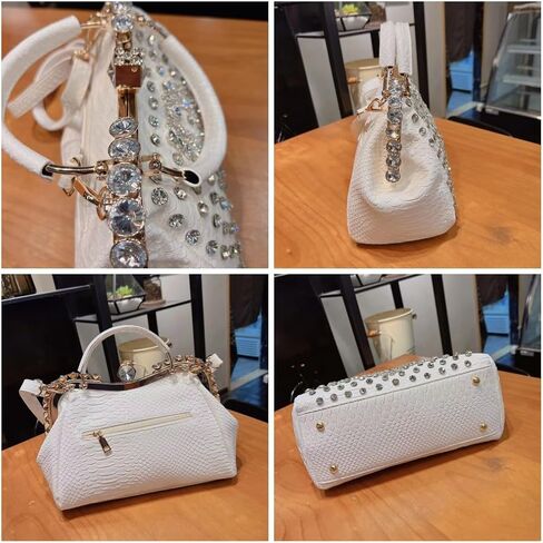 حقيبة الماس الأزياء الفاخرة للنساء الجلود العلوي مقبض حقيبة يد حقيبة راينستون محافظ أكياس كتف كروس in Kuwait