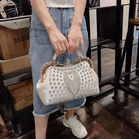 حقيبة الماس الأزياء الفاخرة للنساء الجلود العلوي مقبض حقيبة يد حقيبة راينستون محافظ أكياس كتف كروس in Kuwait