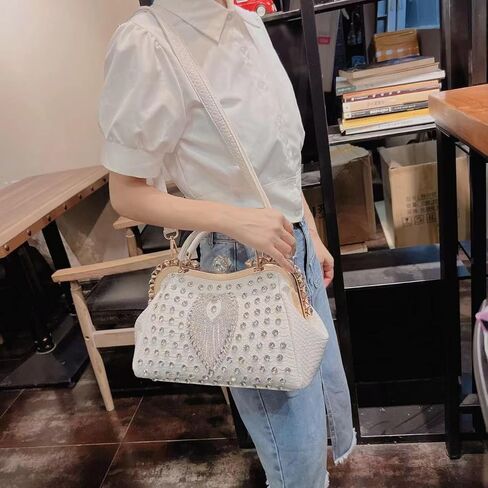 حقيبة الماس الأزياء الفاخرة للنساء الجلود العلوي مقبض حقيبة يد حقيبة راينستون محافظ أكياس كتف كروس in Kuwait