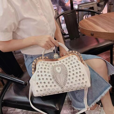 حقيبة الماس الأزياء الفاخرة للنساء الجلود العلوي مقبض حقيبة يد حقيبة راينستون محافظ أكياس كتف كروس in Kuwait