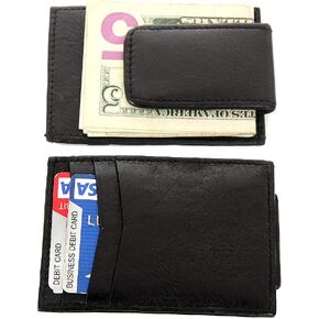 Men's Leather Slim Design Magnetic Money Clip 3 Credit Card Holder Wallet 4x2.75 inches in Saudi Arabia
